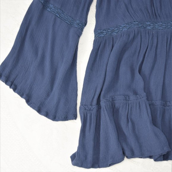 Melrose and Market Boho Lace Tunic Blouse Open Back Cutout  Keyhole Shirt M - Picture 7 of 13